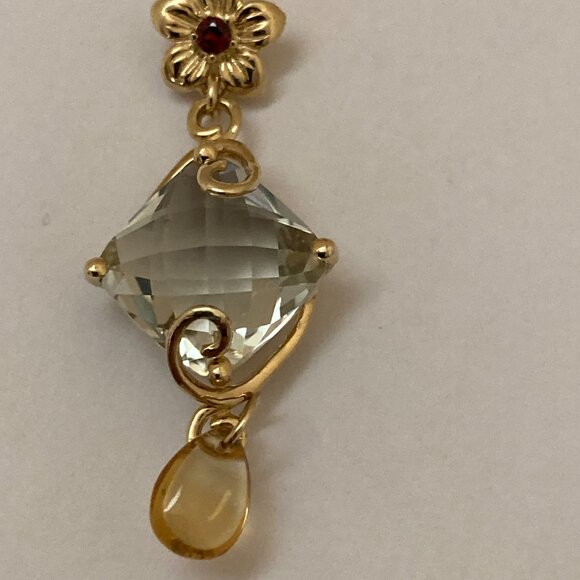 10K Yellow Gold Synthetic Aquamarine Pendant 18" - Picture 5 of 8